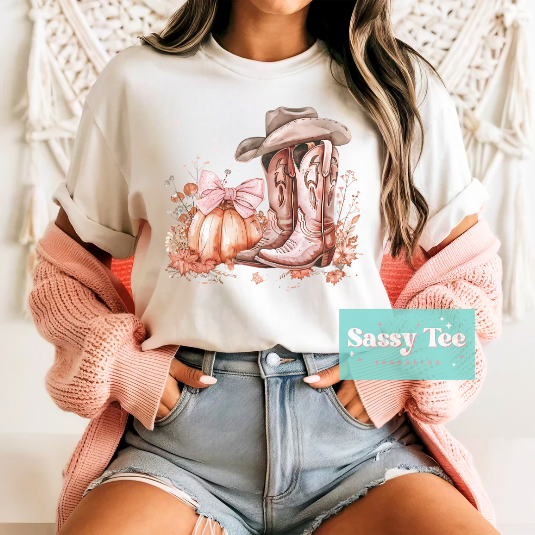 WESTERN FALL BOOTS PUMPKIN PINK **Preorder/Restock Ships in 5-10 biz days**