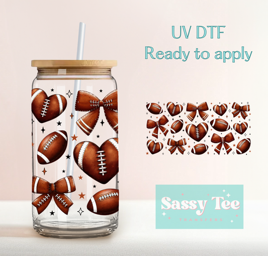 FOOTBALL BOWS UV DTF CUP WRAP **Preorder Restock Ships in 5-10 biz days**