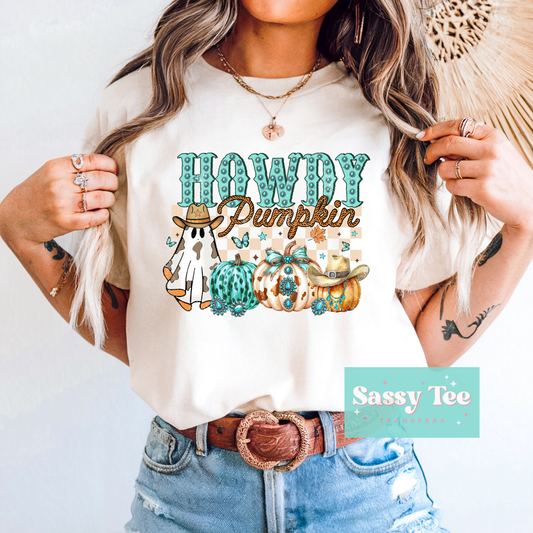 HOWDY PUMPKIN GHOST TURQUOISE WESTERN