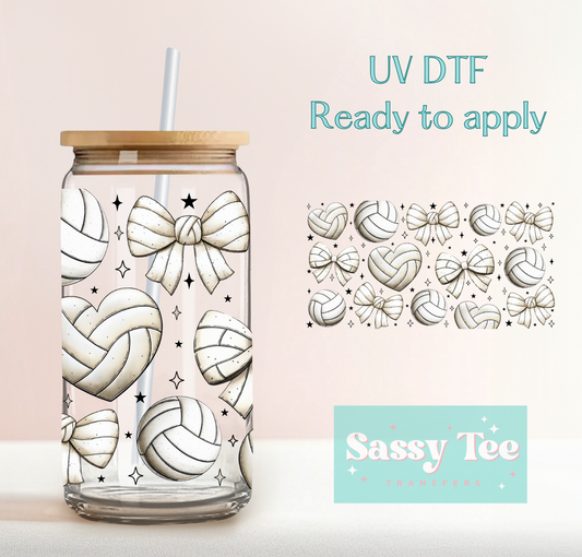 VOLLEYBALL BOWS UV DTF CUP WRAP **Preorder Restock Ships in 5-10 biz days**