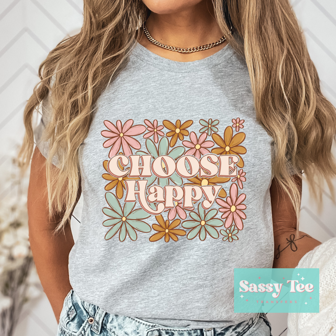 CHOOSE HAPPY RETRO FLOWER