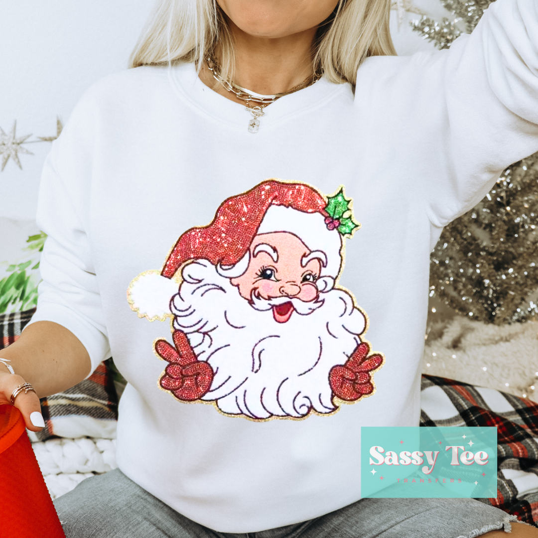 SANTA PINK SEQUIN CHRISTMAS PATCH