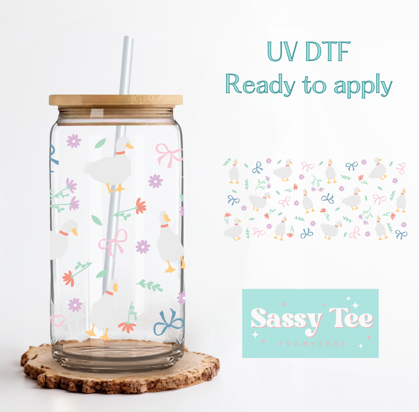 DUCK SPRING FLOWERS UV DTF CUP WRAP