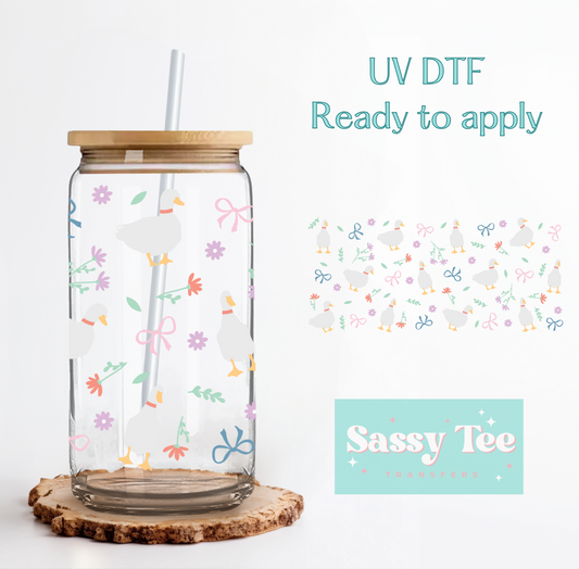 DUCK SPRING FLOWERS UV DTF CUP WRAP