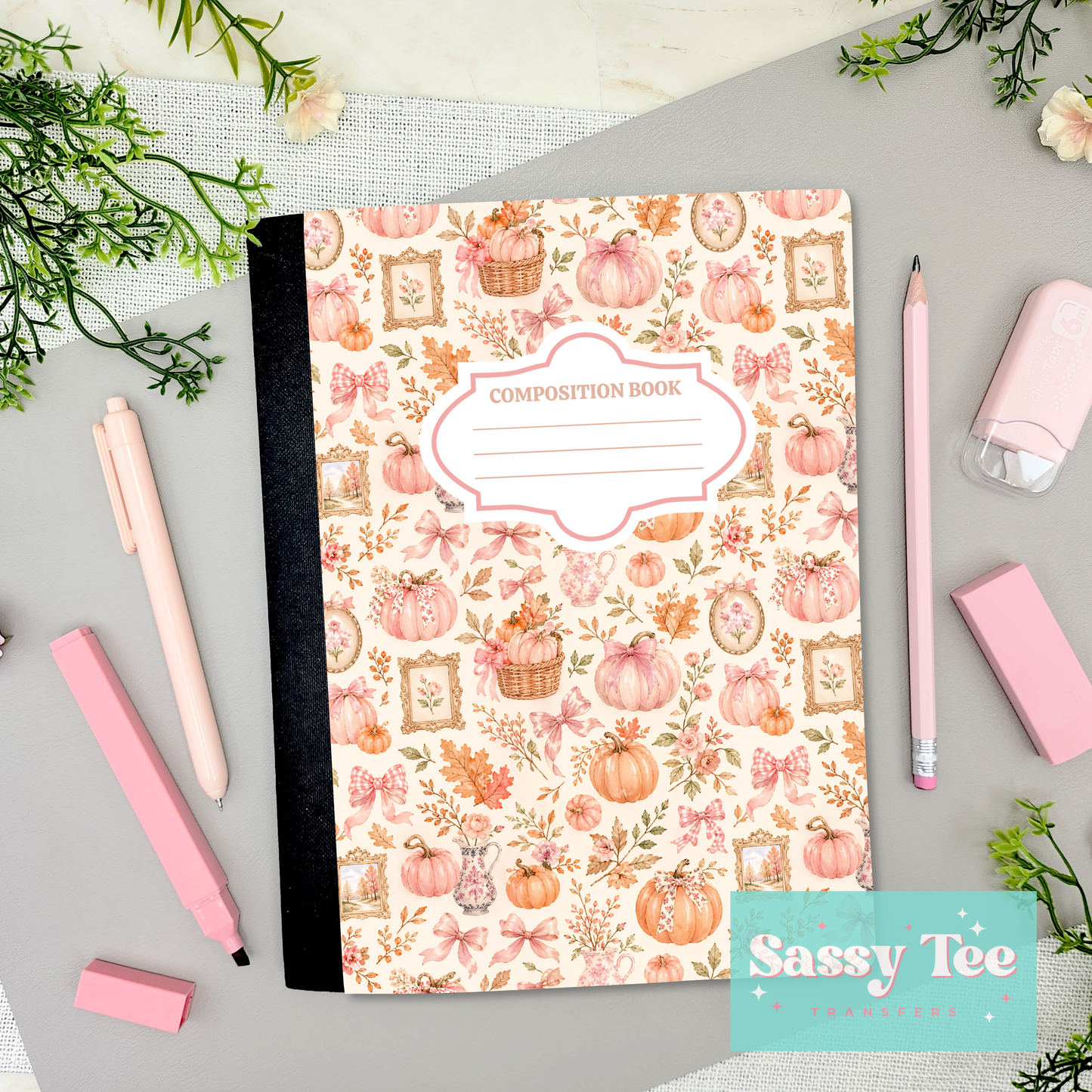 GRANDMA CORE PINK FALL PUMPKINS Peel + Stick Notebook Cover SET