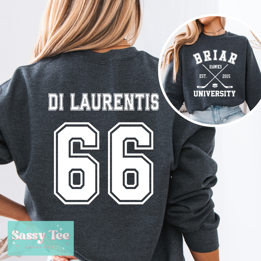 BRIAR UNIVERSITY 66 DI LAURENTIS WHITE Front + Back Set **Preorder/Restock Ships in 5-10 biz days**