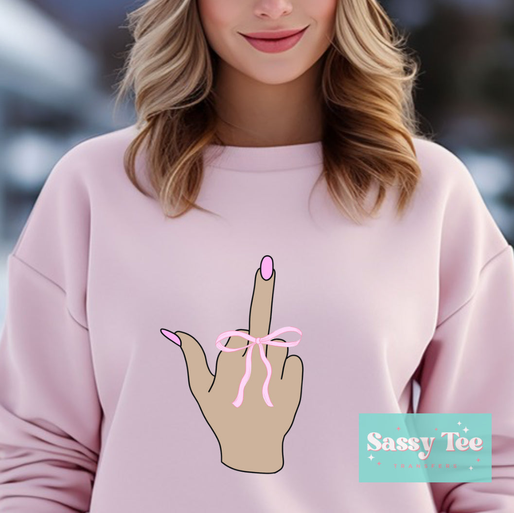 COQUETTE PINK BOW MIDDLE FINGER
