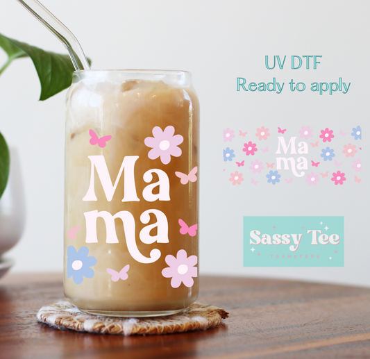 MAMA FLORAL BUTTERFLY UV DTF CUP WRAP