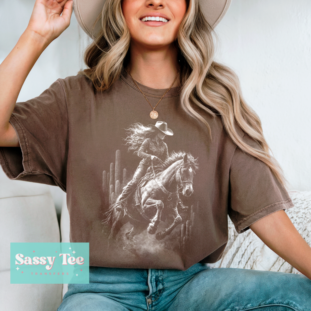 COWGIRL WESTERN CACTI WHITE **Preorder/Restock Ships in 5-10 biz days**
