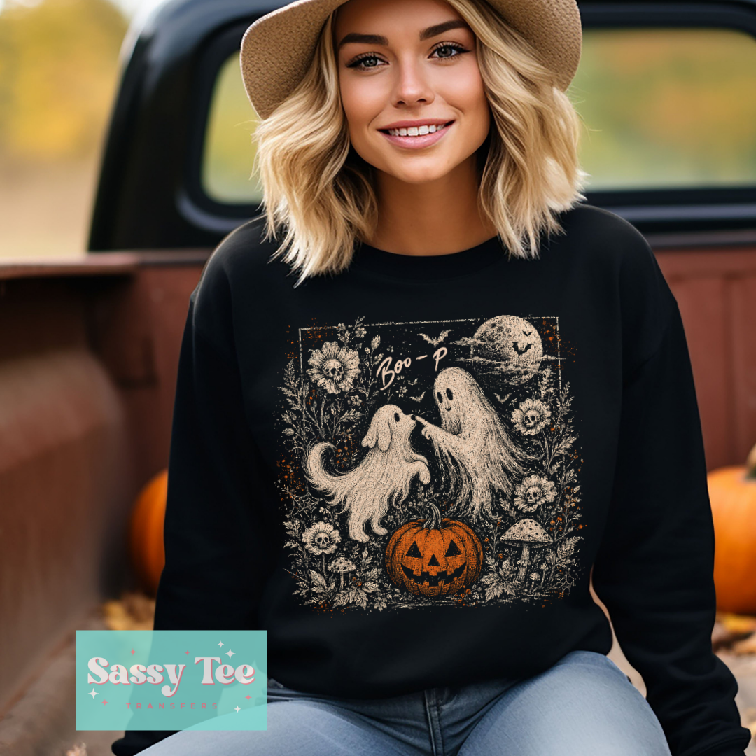 GHOST DOG BOOP PUMPKIN FLORAL MOON For Darker Colors **Preorder/Restock Ships in 5-10 biz days**
