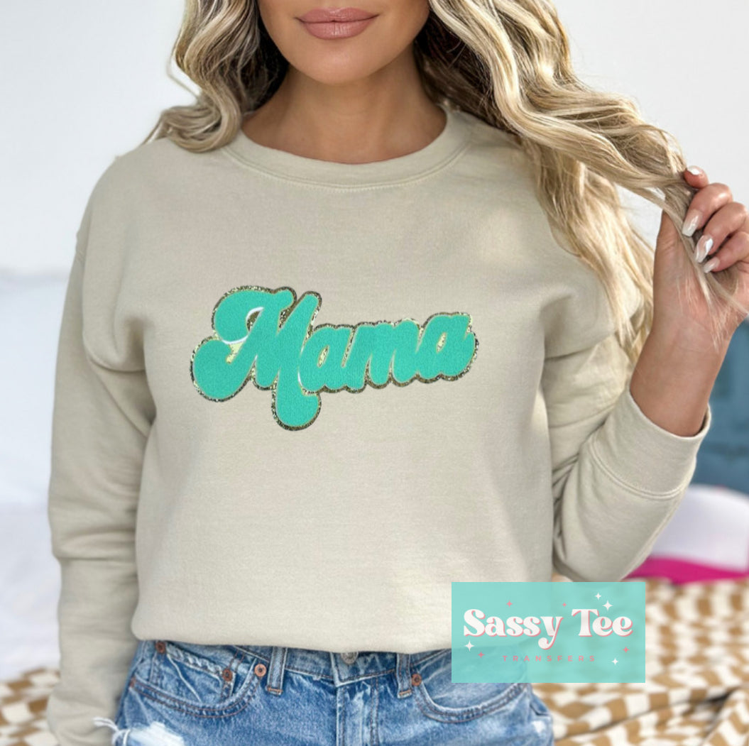 MAMA TURQUOISE CHENILLE PATCH
