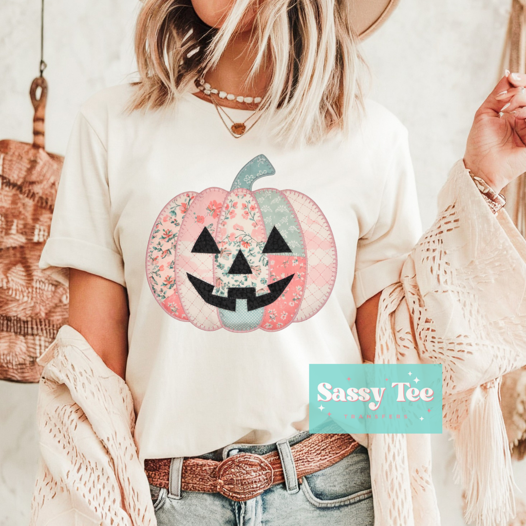 FLORAL PINK MINT EMBROIDER PUMPKIN **Preorder/Restock Ships in 5-10 biz days**