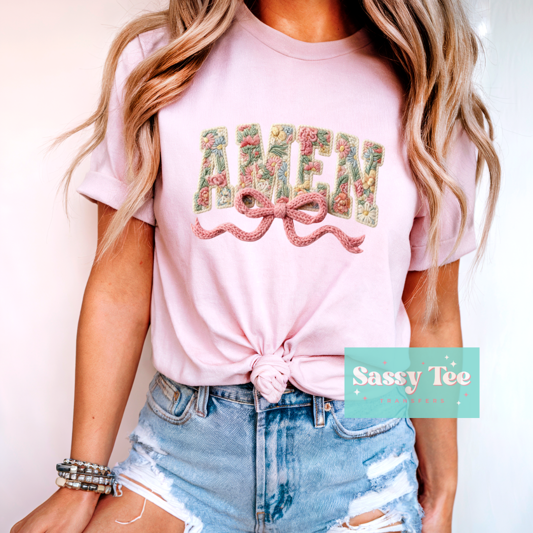 AMEN FLORAL BOW FAUX YARN **Preorder/Restock Ships in 5-10 biz days**