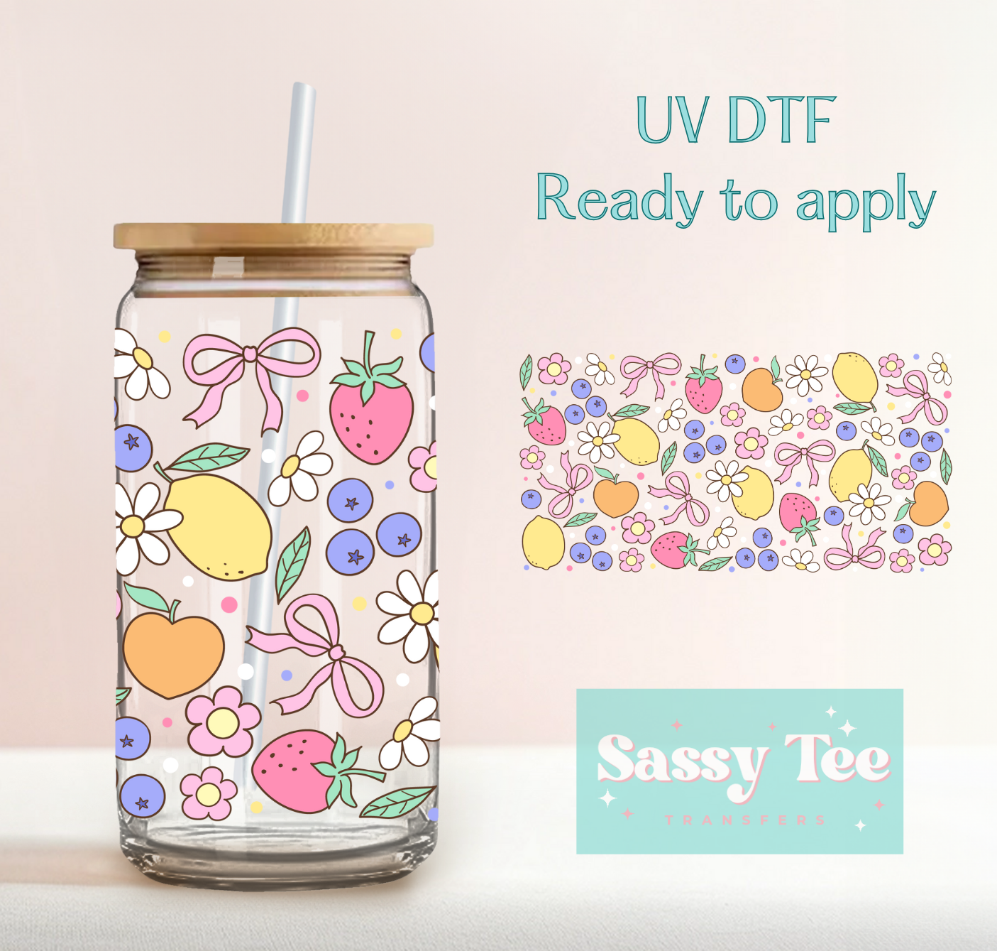 SPRING FRUIT BOWS UV DTF CUP WRAP