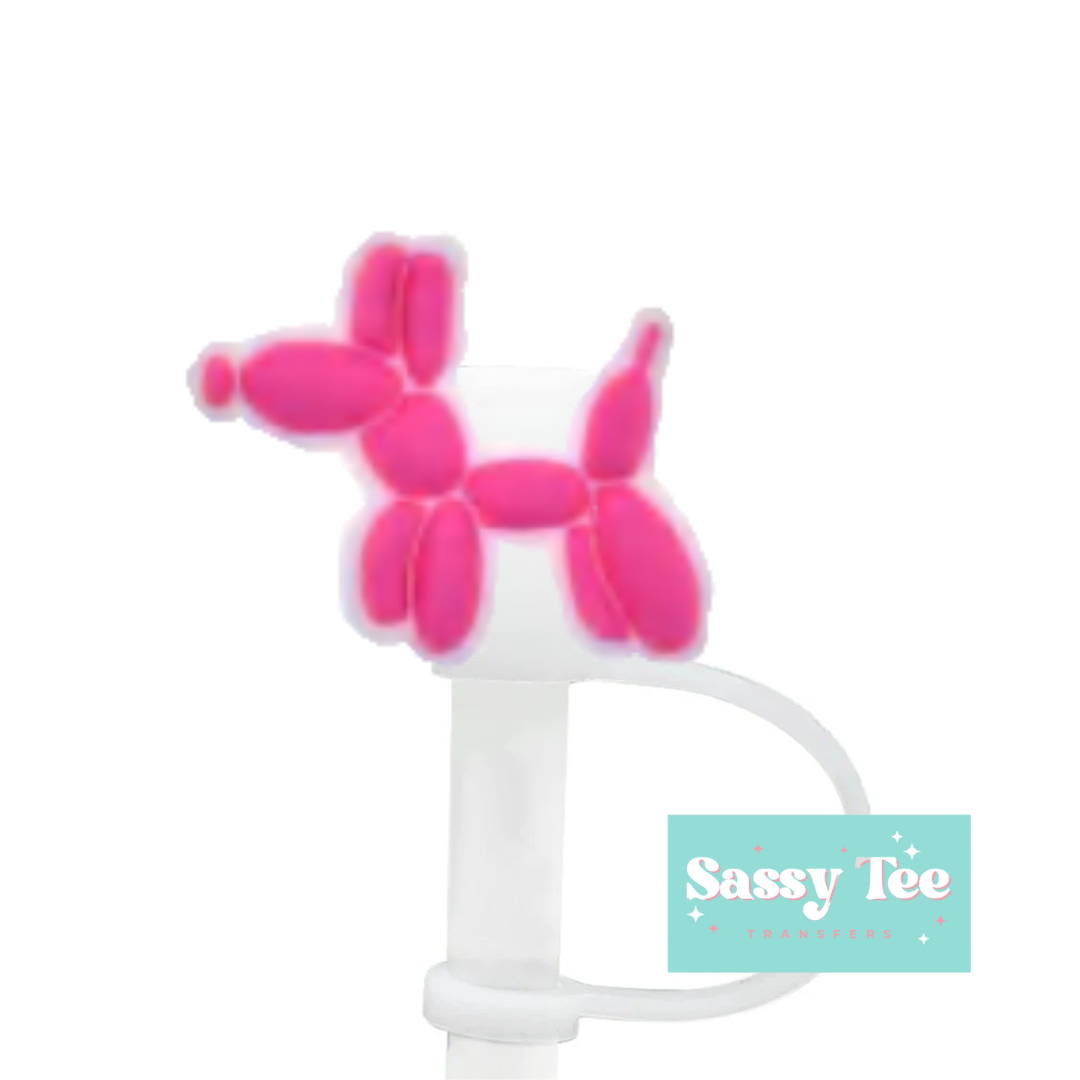 BALLOON DOG PINK STRAW TOPPER Two Sizes