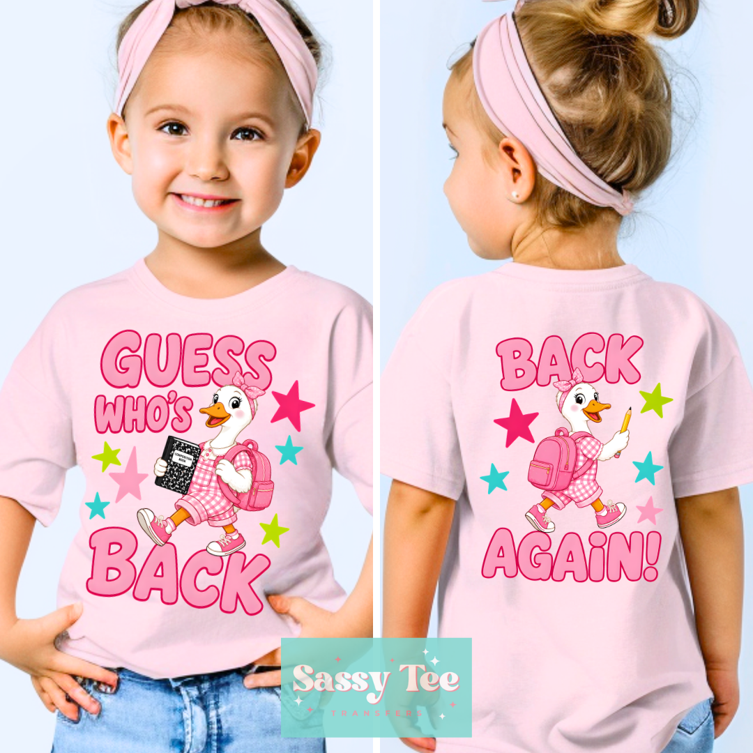 GUESS WHO'S BACK GOOSE PINK Kids Front + Back Set **Preorder/Restock Ships in 5-10 biz days**