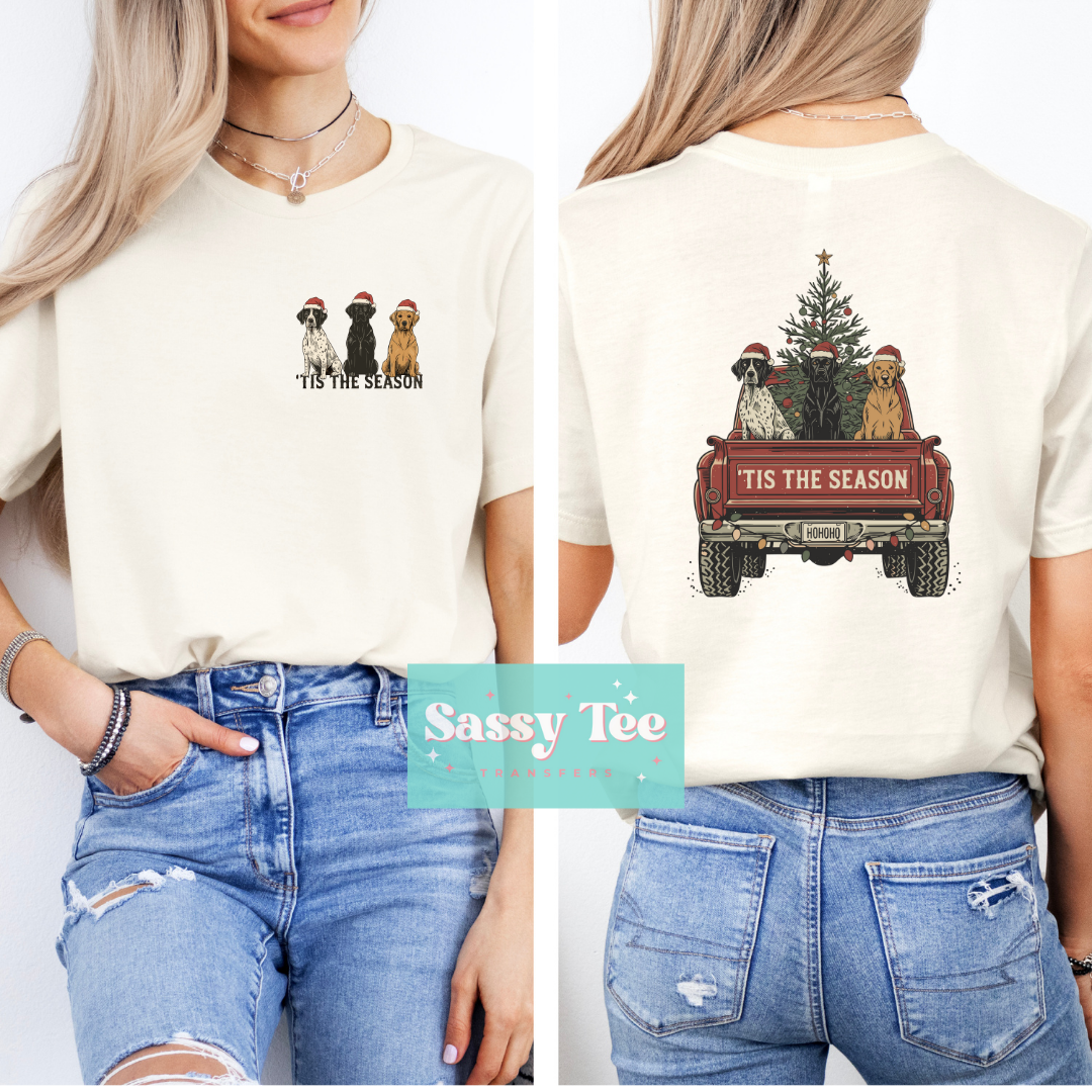 TIS THE SEASON DOGS TRUCK HUNT CHRISTMAS Pocket + Back Set **Preorder/Restock Ships in 5-10 biz days** (Copy)