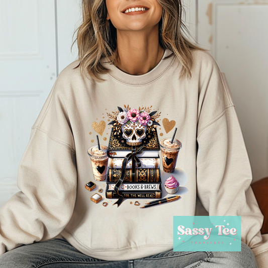 SPOOKY BOOKS COFFEE SKULL