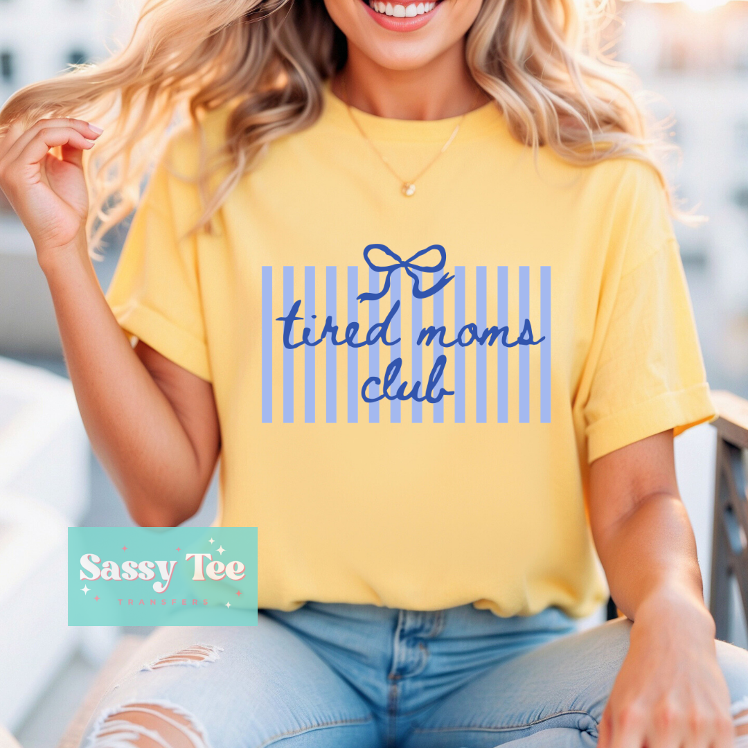 TIRED MOMS CLUB BLUE BOW PREPPY **Preorder/Restock Ships in 5-10 biz days**