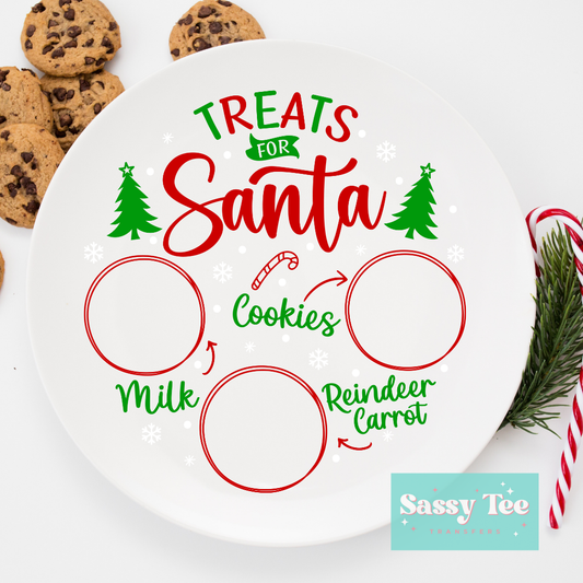 SANTA'S TREATS COOKIE PLATE Two Color Options UV DTF Decal