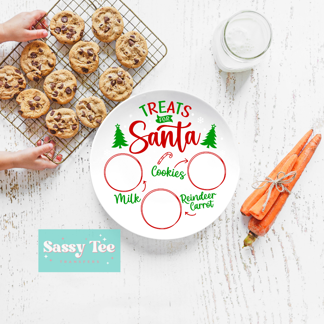 SANTA'S TREATS COOKIE PLATE Two Color Options UV DTF Decal