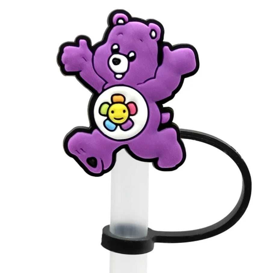 PURPLE BEAR STRAW TOPPER