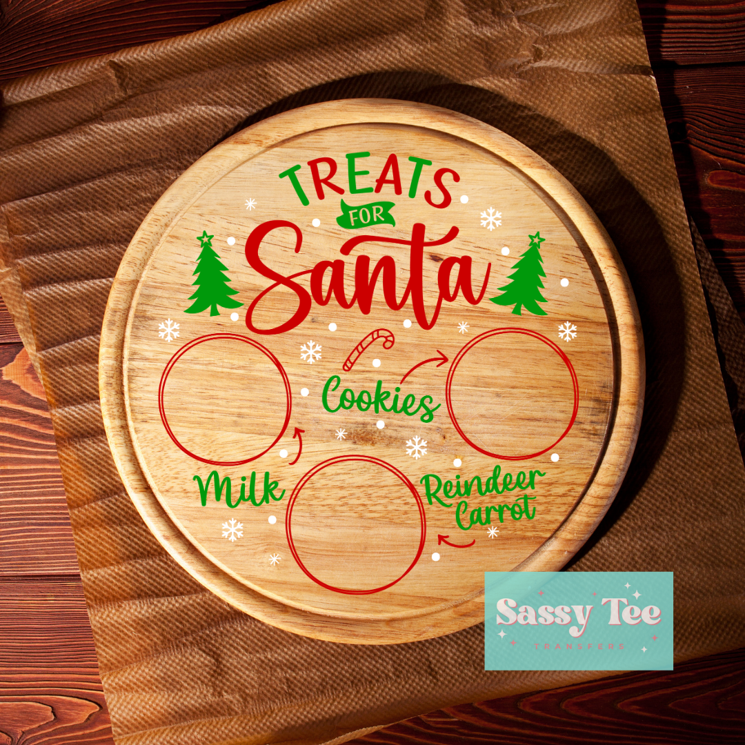 SANTA'S TREATS COOKIE PLATE Two Color Options UV DTF Decal