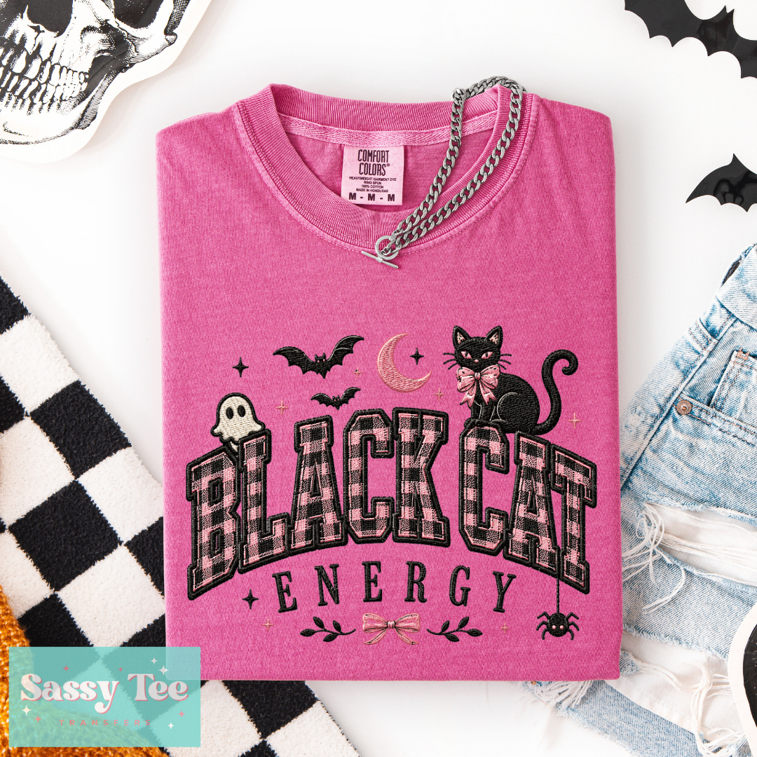 BLACK CAT ENERGY PINK PLAID **Preorder/Restock Ships in 5-10 biz days**