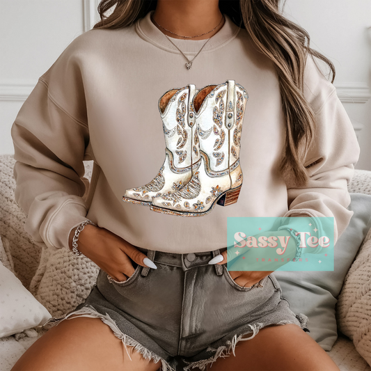 COWGIRL BOOTS WHITE GOLD **Preorder Ships in 5-10 biz days**