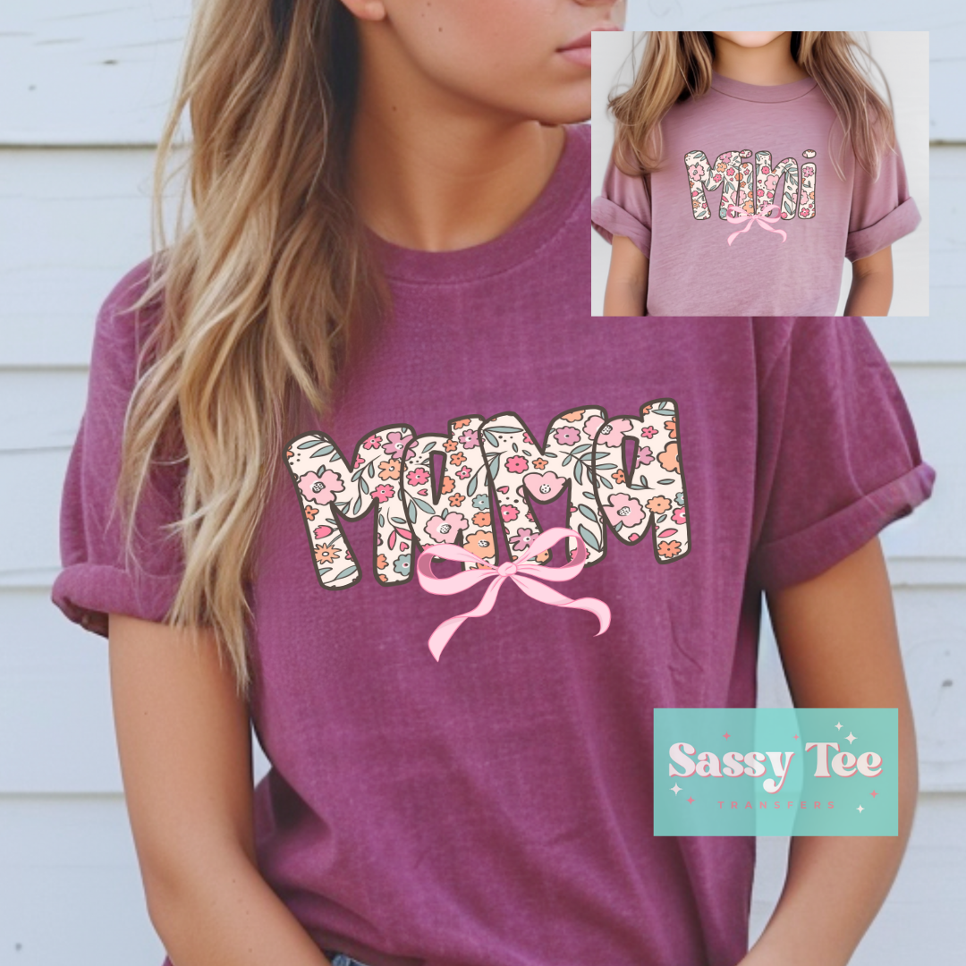 FLORAL RETRO MAMA MINI BOW Adult/Kid options **Preorder, Ships in 5-10 biz days**