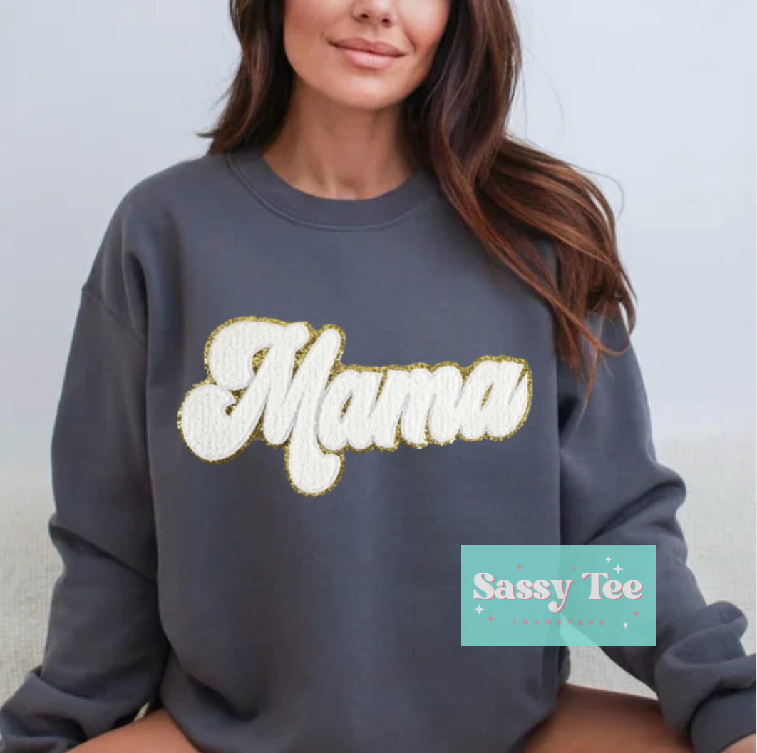 MAMA WHITE CHENILLE PATCH