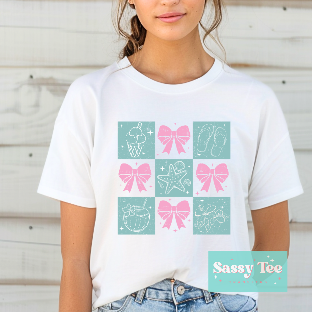 RETRO SUMMER FUN PINK BOW