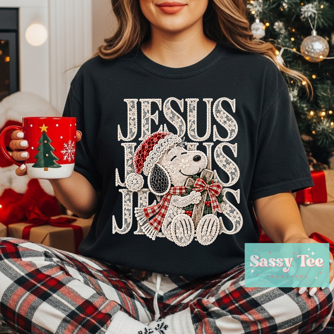 JESUS LACE RED SNOOP CHRISTMAS BOW **Preorder/Restock Ships in 5-10 biz days**
