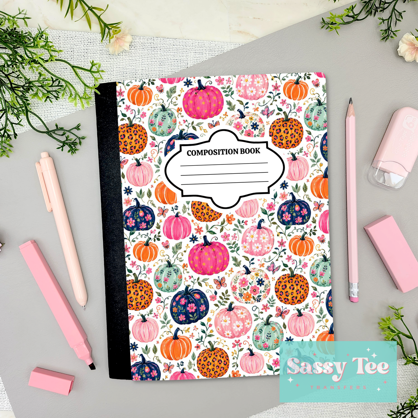 PUMPKINS FLORAL LEOPARD Peel + Stick Notebook Cover SET