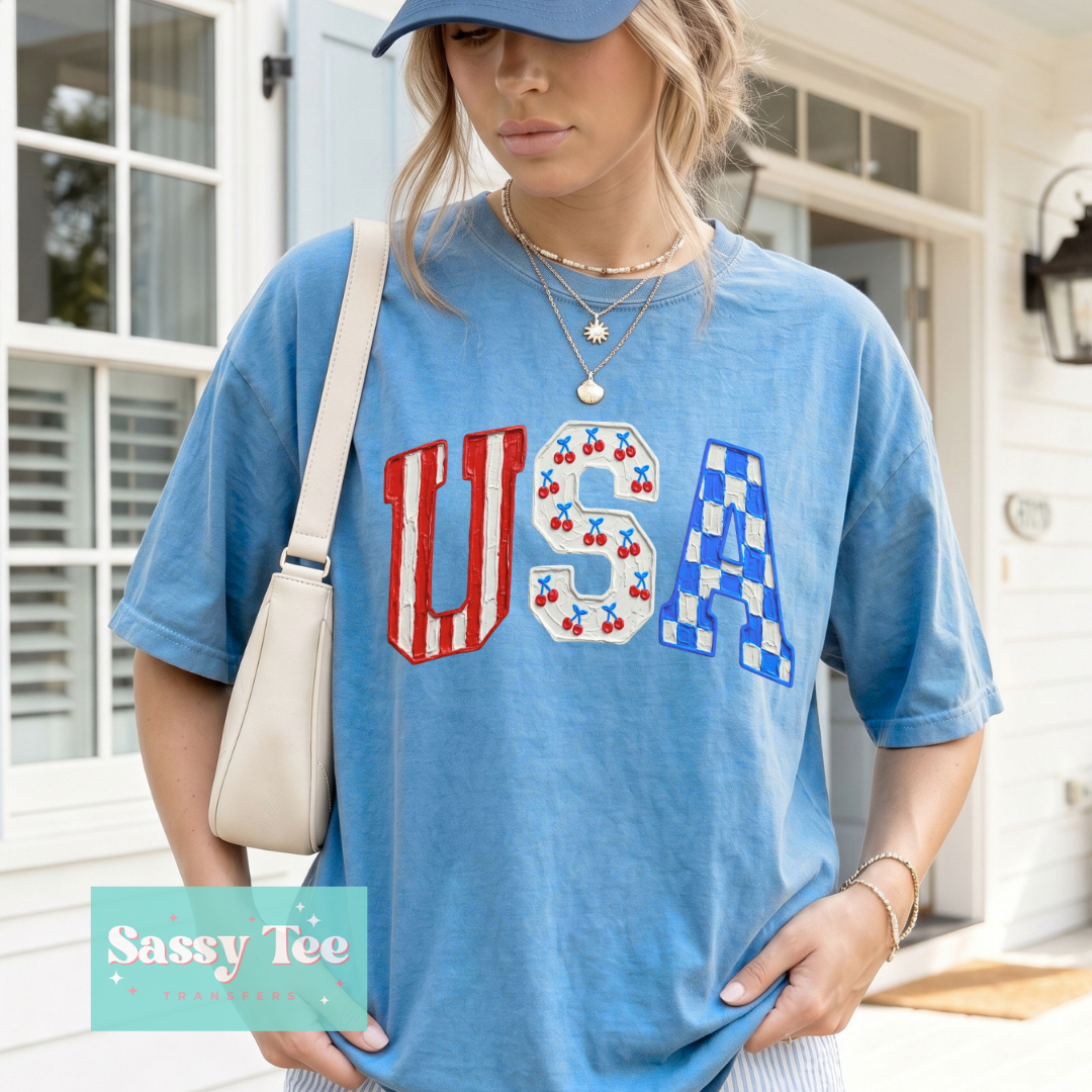 USA PREPPY RETRO CHERRIES TEXTURE PAINT