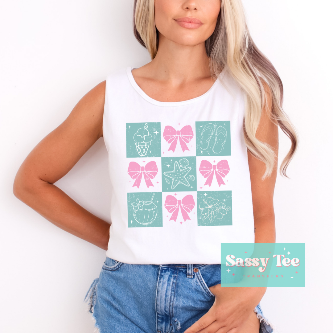 RETRO SUMMER FUN PINK BOW