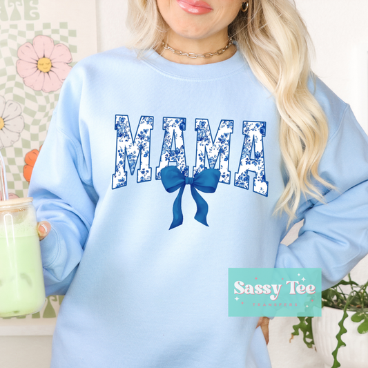 MAMA BLUE BOW FLORAL COQUETTE