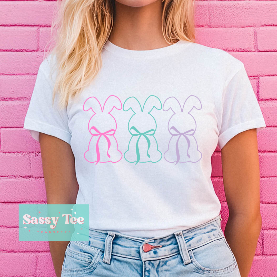 PASTEL BUNNY TRIO COQUETTE BOW **Preorder/Restock Ships in 5-10 biz days**