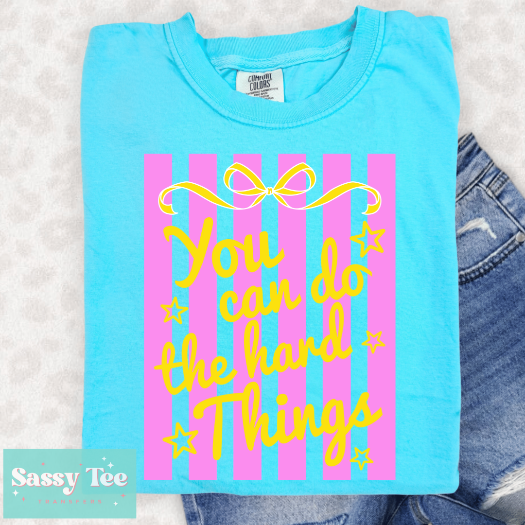YOU CAN DO HARD THINGS PREPPY PINK YELLOW **Preorder/Restock Ships in 5-10 biz days**