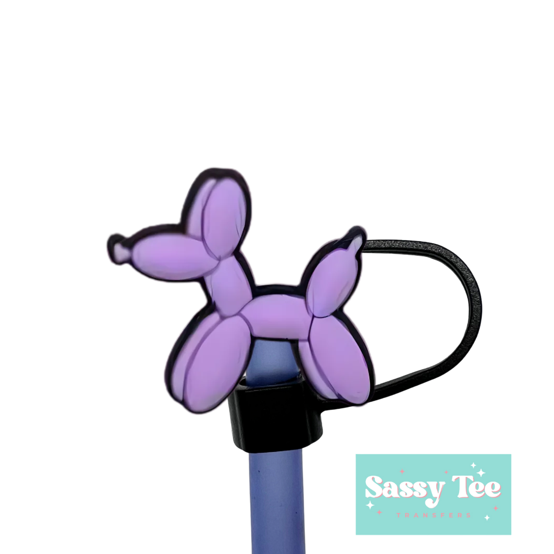 BALLOON DOG PURPLE STRAW TOPPER Two Sizes