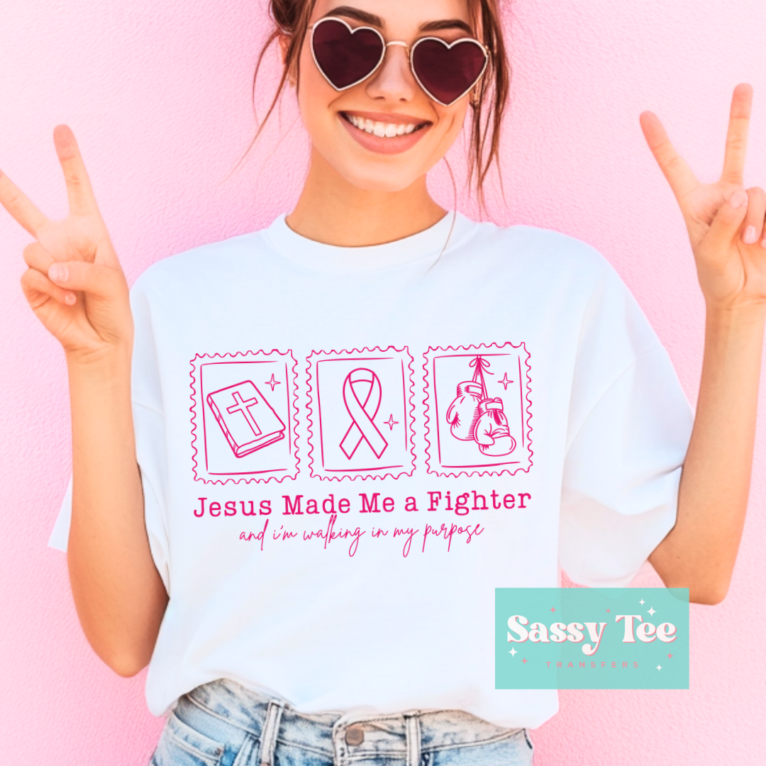 JESUS MADE ME A FIGHTER PINK **Preorder/Restock Ships in 5-10 biz days**