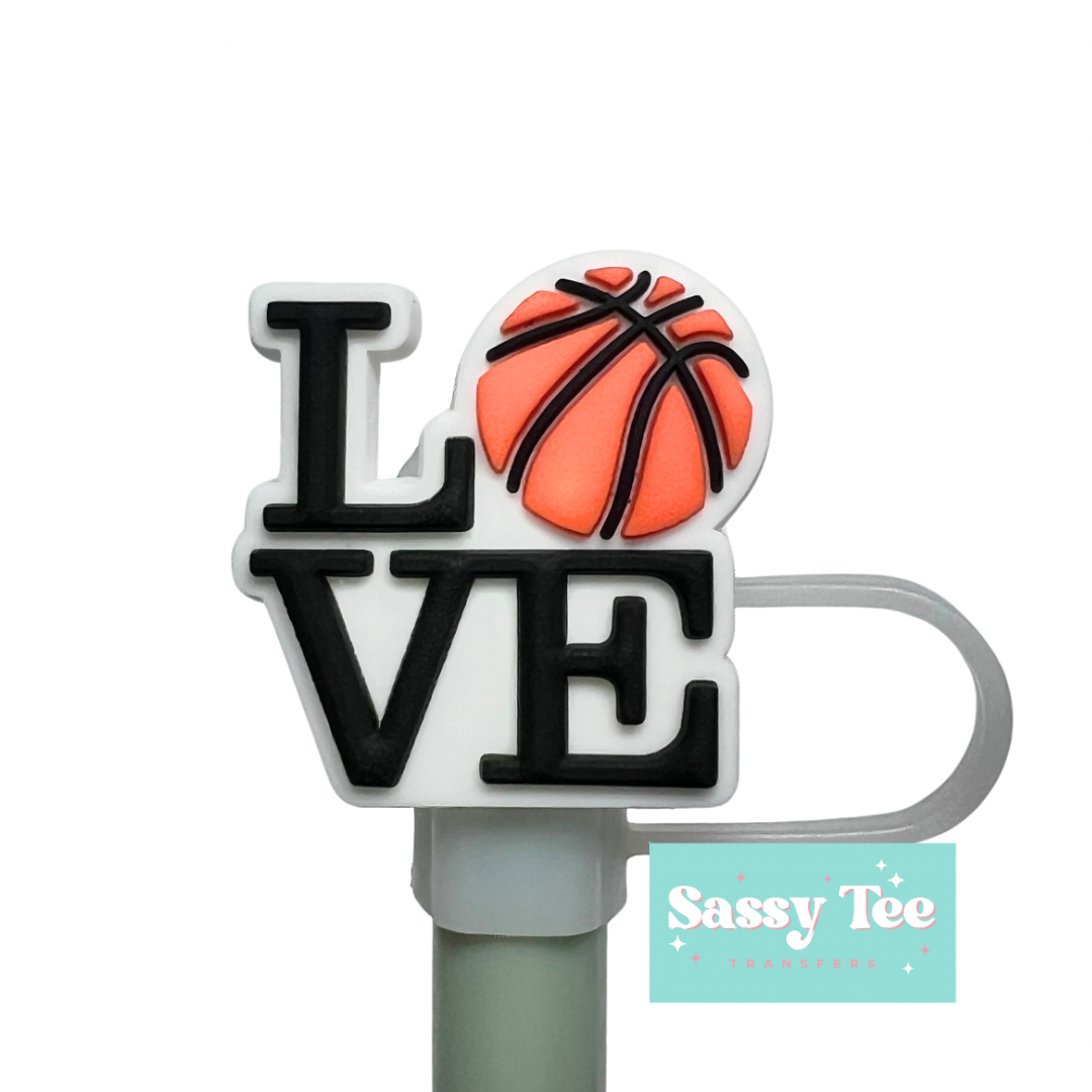 LOVE BASKETBALL STRAW TOPPER Larger