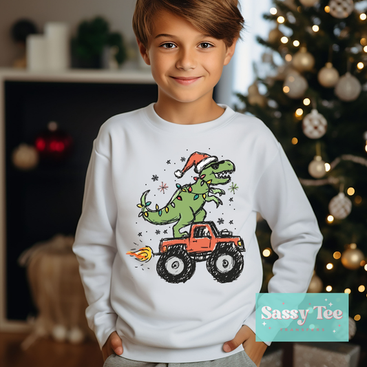 CHRISTMAS DINOSAUR TRUCK SANTA Kids **Preorder/Restock Ships in Est. 5-10 biz days**