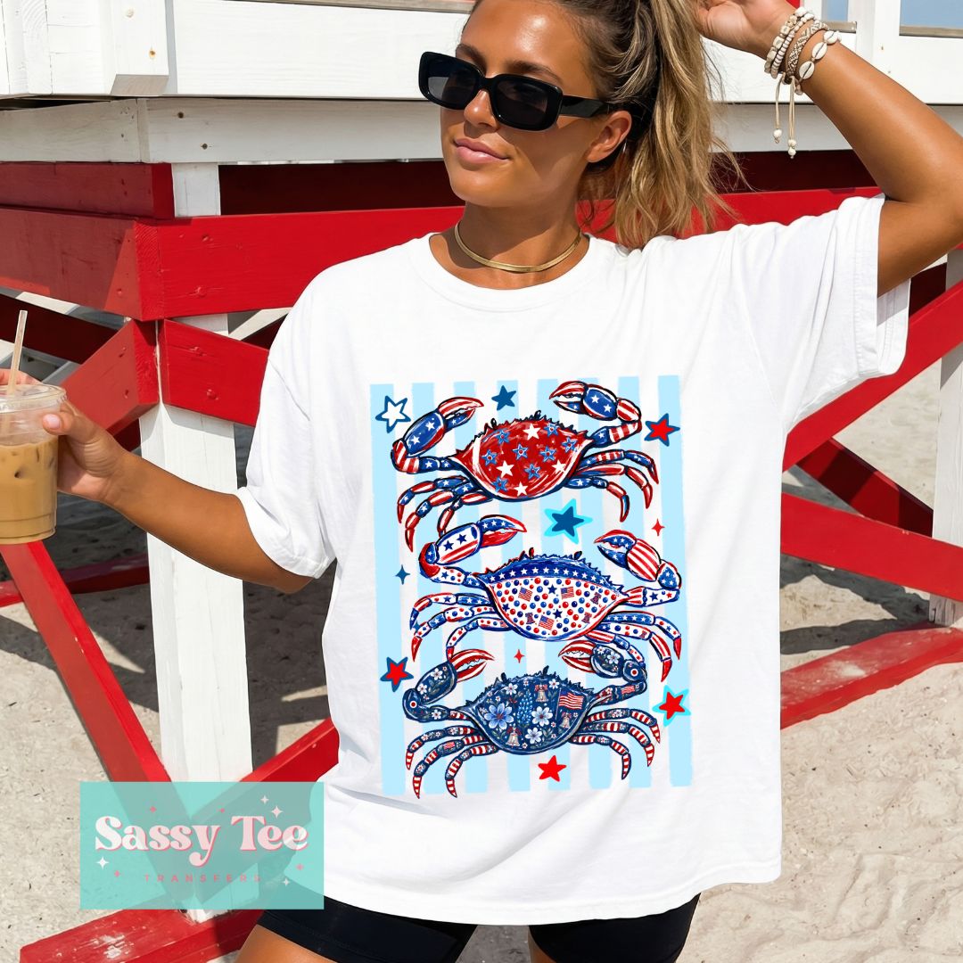 CRABS RED WHITE BLUE PREPPY STRIPES **Preorder/Restock Ships in 5-10 biz days**