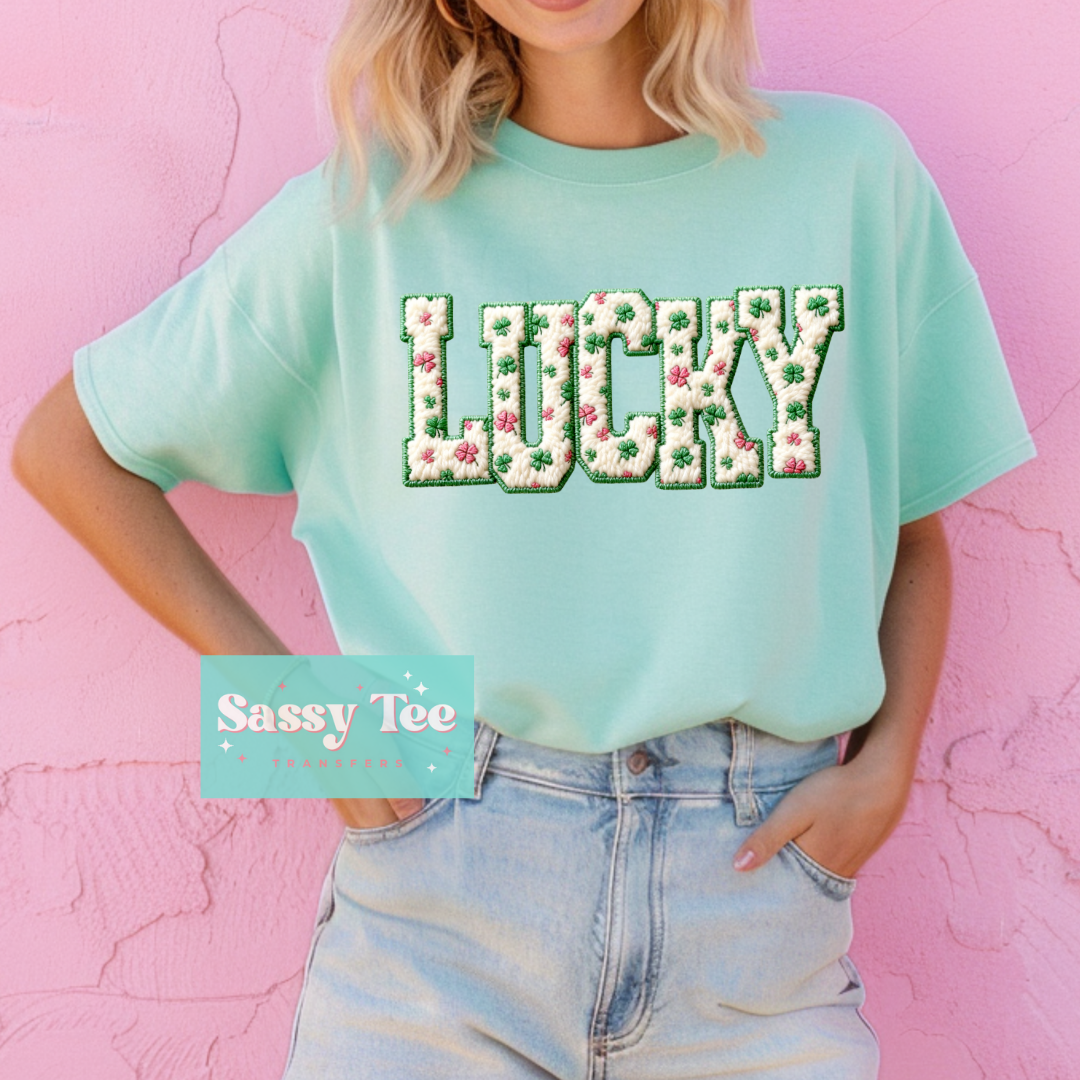 LUCKY CLOVERS PINK GREEN FAUX YARN **Preorder/Restock Ships in 5-10 biz days**