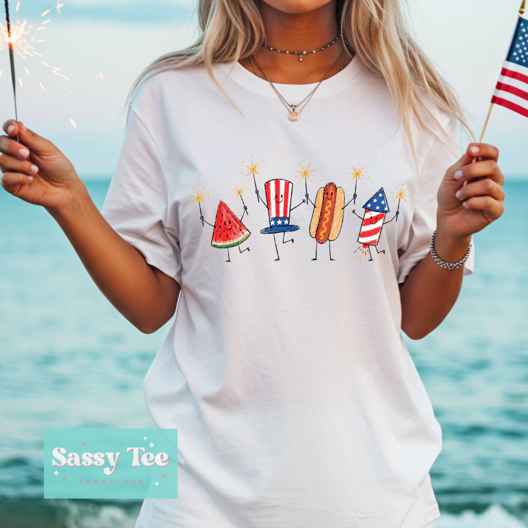 PATRIOTIC DOODLE SPARKLERS AMERICA FLAG **Preorder/Restock Ships in 5-10 biz days**