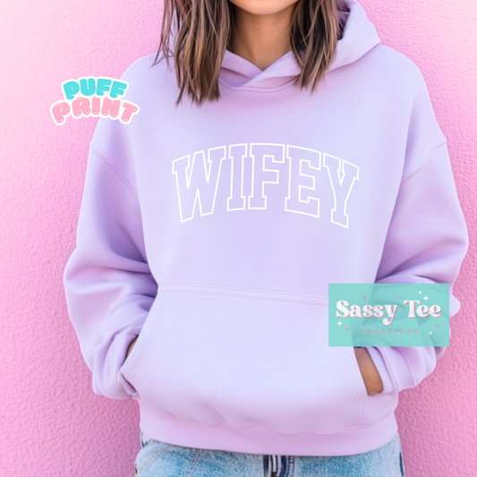WIFEY VARSITY White PUFF