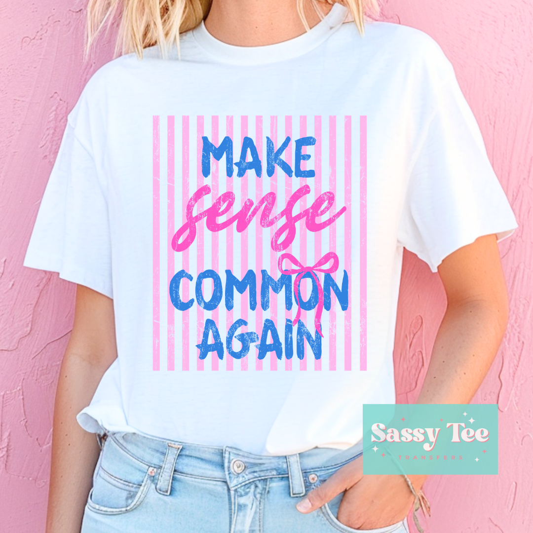 MAKE SENSE COMMON AGAIN PINK BLUE PREPPY