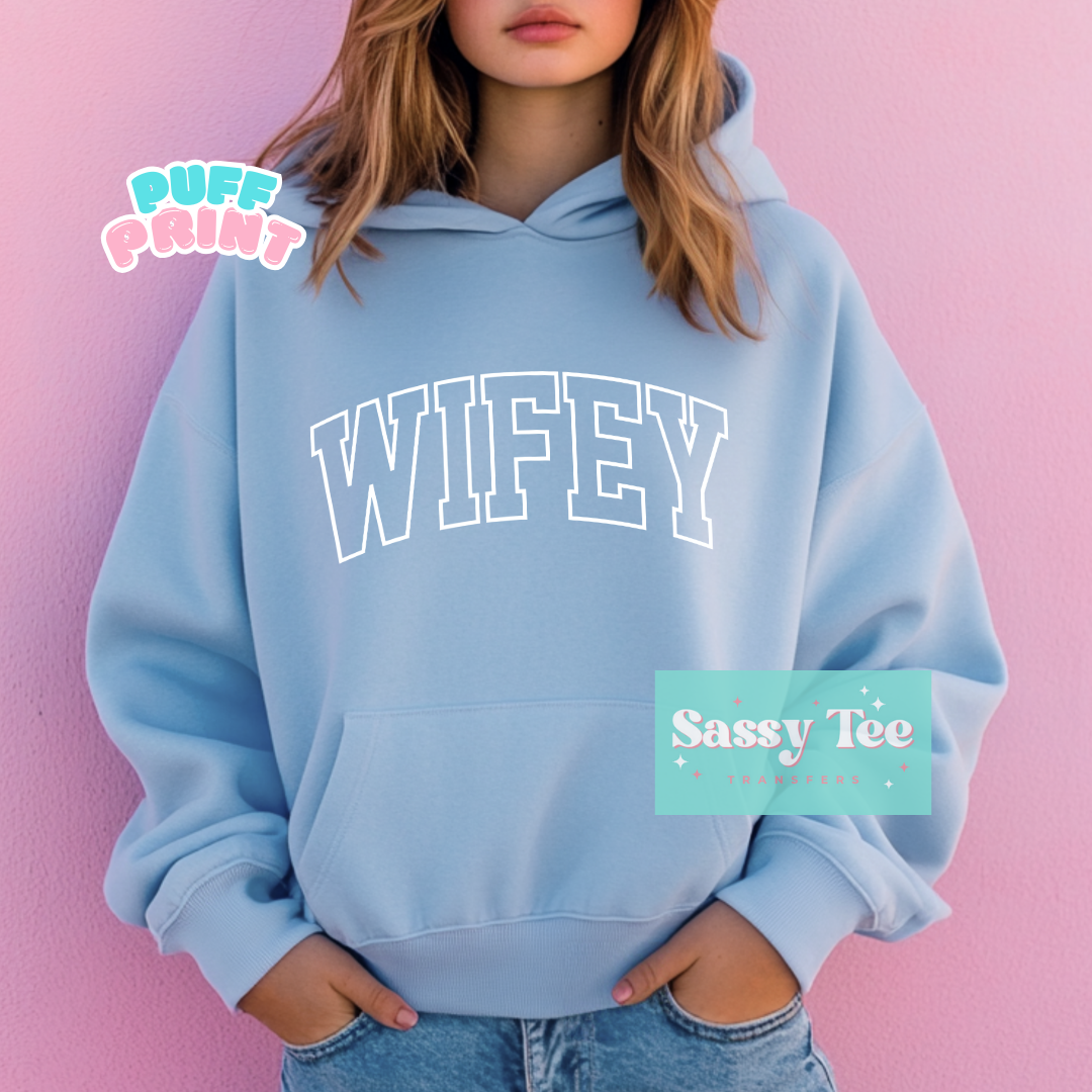 WIFEY VARSITY White PUFF
