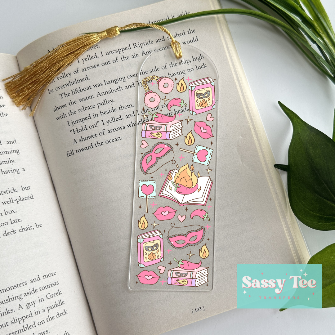 PINK SMUT SPICY BOOKS UV DTF BOOKMARK DECAL *Preorder Ships in est. 5-10 biz days*